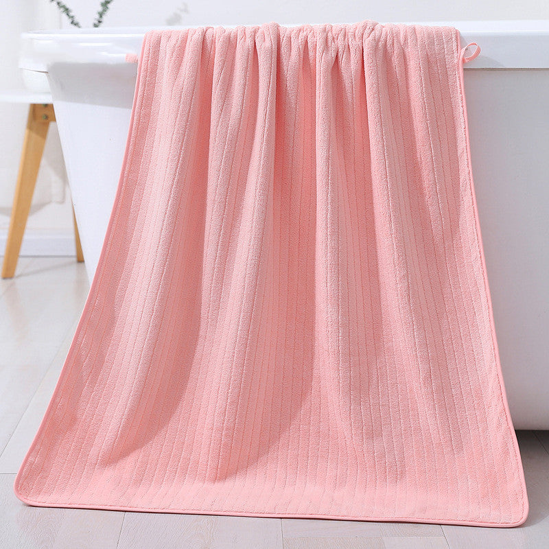 Large Coral Fleece Bath Towel - Thickened Swim & Beach Towel 70x140cm