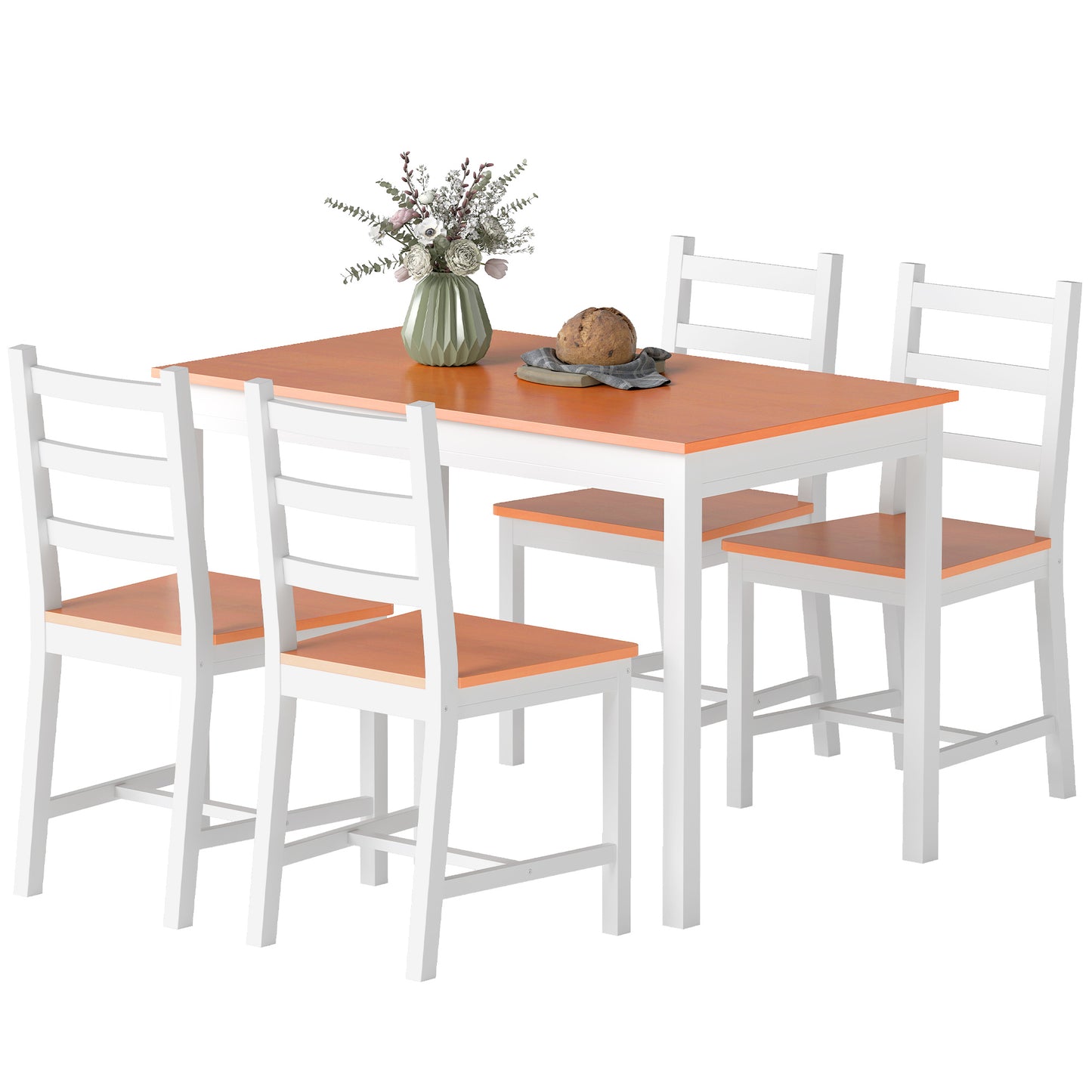 Dining Table Set for 4, 5 Piece Modern Kitchen and Chairs, Solid Wood