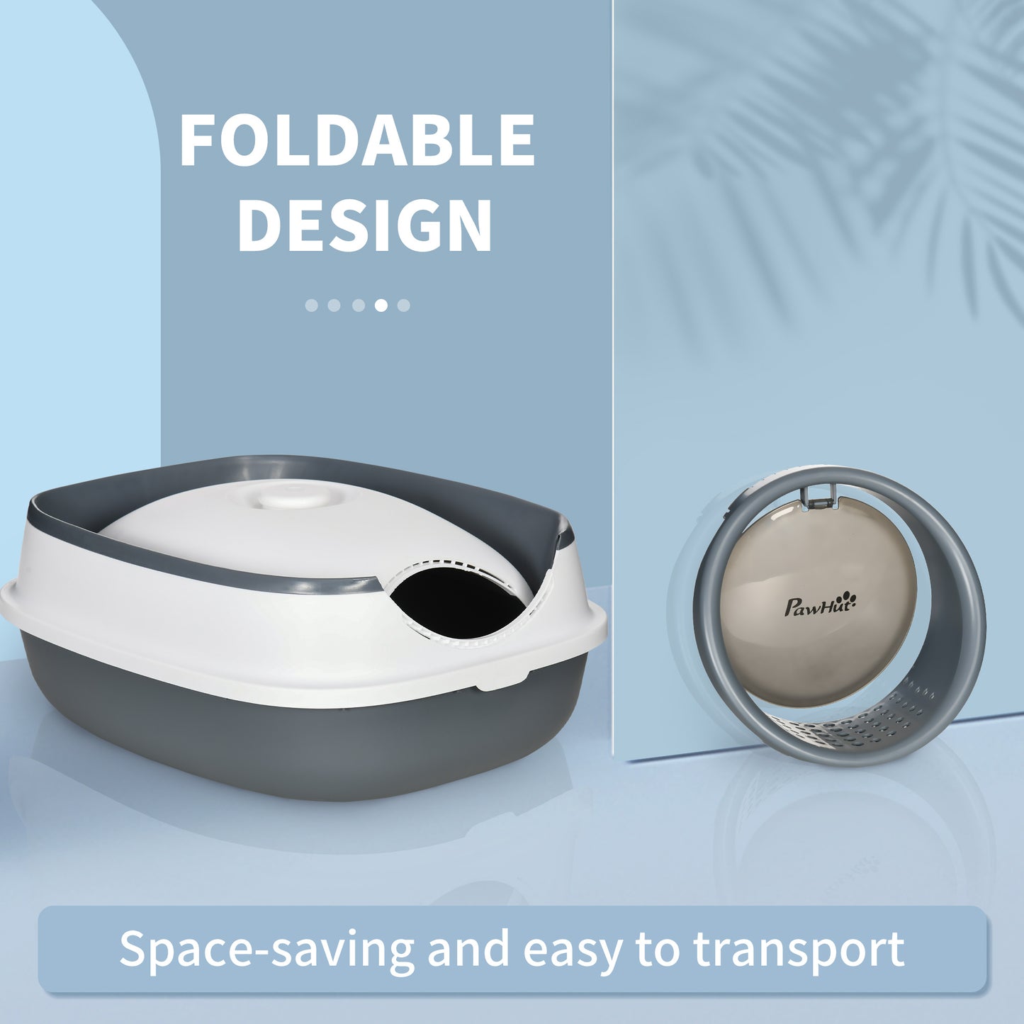 White Dome Covered Cat Litter Box with Lid and Litter Gate