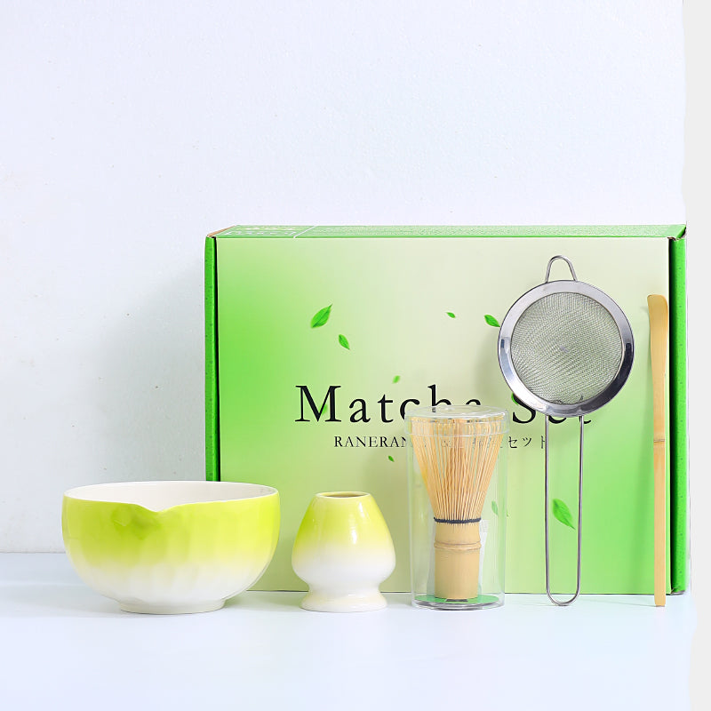 Japanese Tea Ceremony Set with Matcha Bowls & Whisks - Multiple Colors