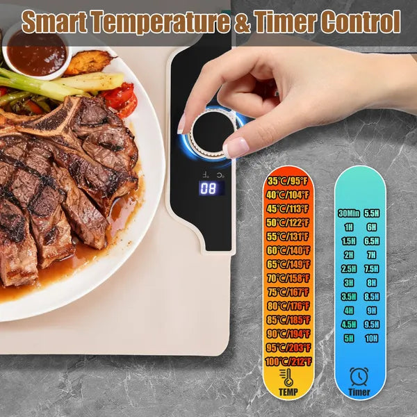 Electric Food Warming Mat - 23.6 x 15.8 Inch Silicone Heater