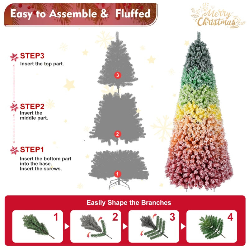 Artificial Rainbow Christmas Tree - Multiple Heights, PVC Tips