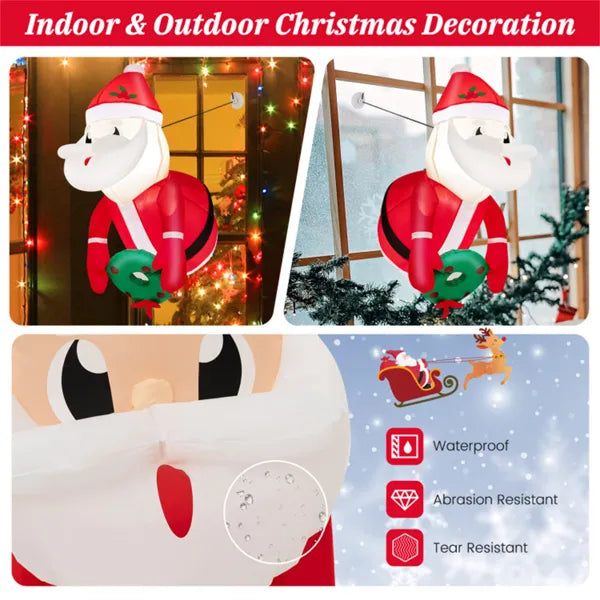 3.3FT Inflatable Santa Claus Window Decoration with LED Lights
