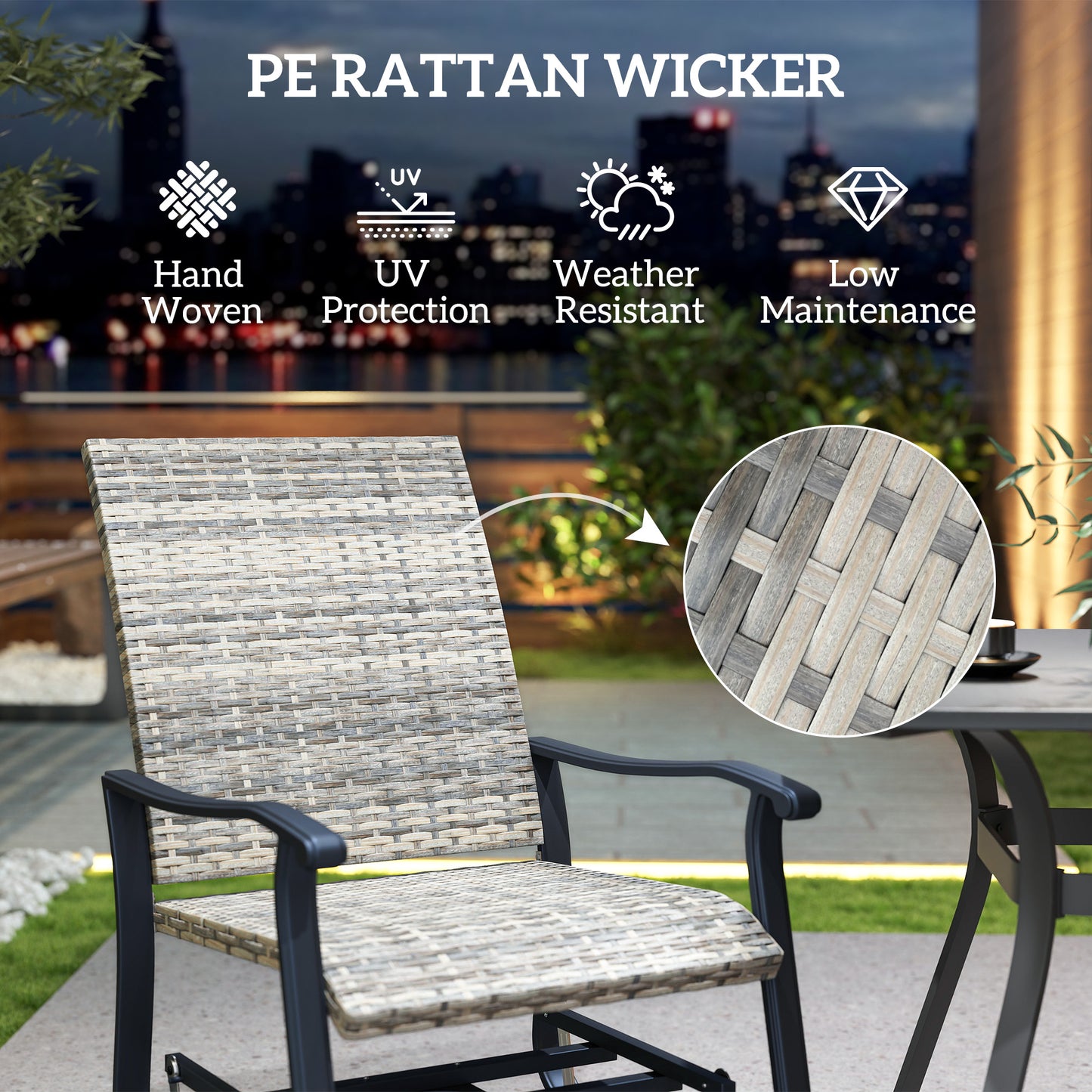 Outdoor Rattan Swivel Glider Chair Set of 2 - Yellow