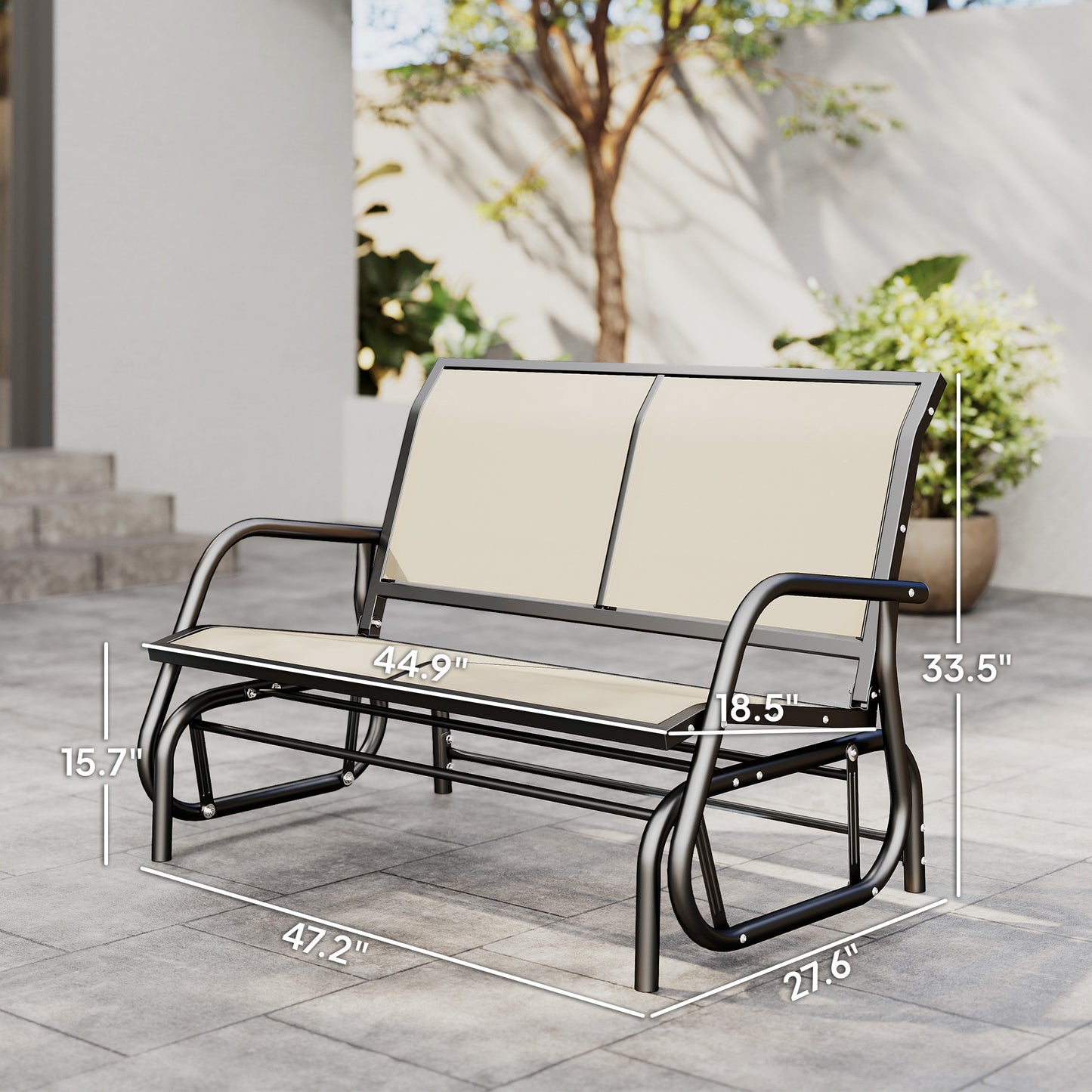 2-Person Outdoor Glider Bench - Beige Double Swing Chair