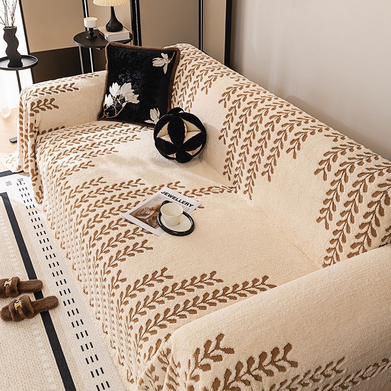 Thick Plush Sofa Cover Cloth Winter Sofa Cushion Protector - Geometric Pattern