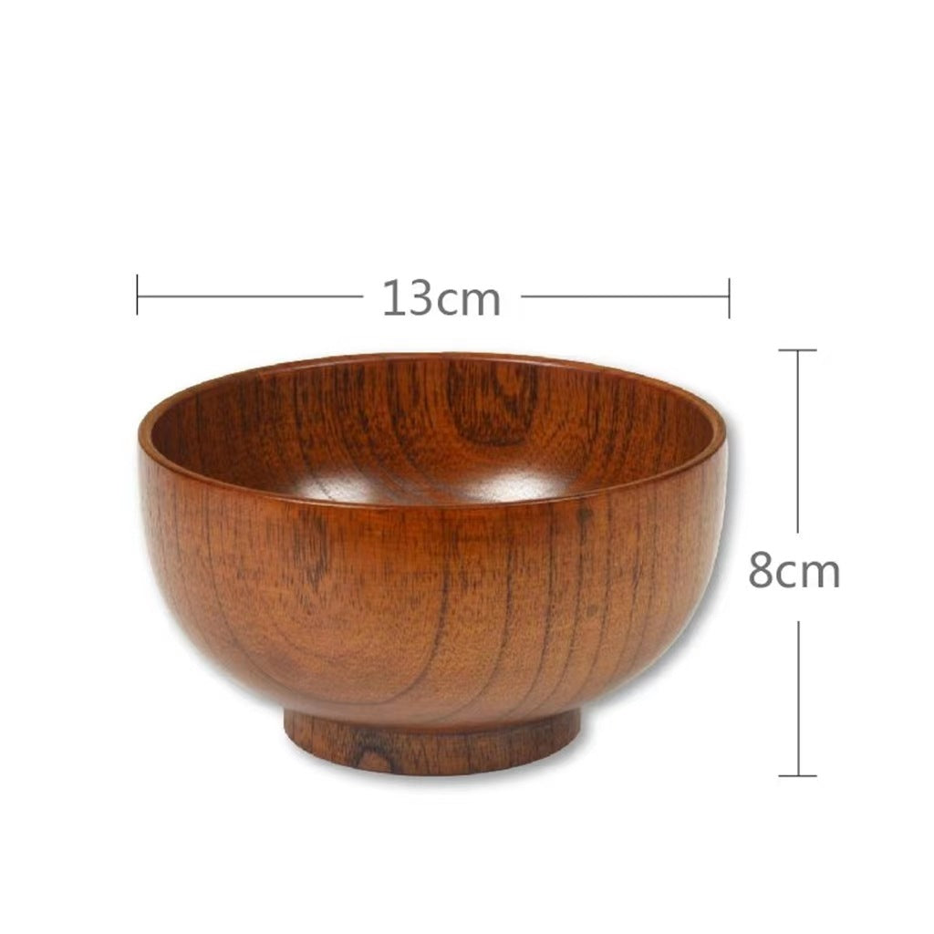 Wooden Bowl Large & Small Set - Retro Home Kitchen Tableware