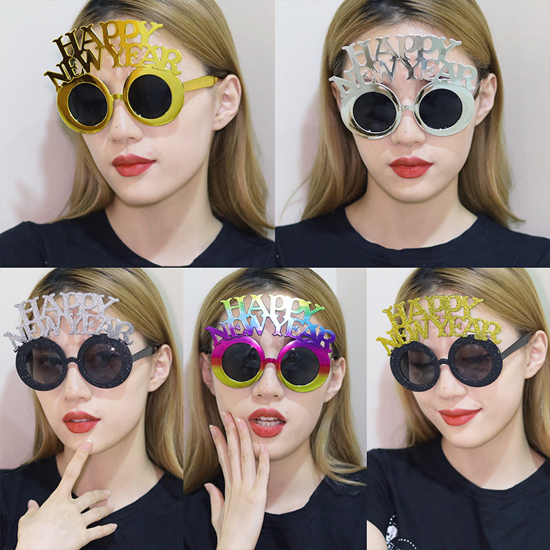 Funny New Year Party Glasses Supplies Photo Props Unisex Dress Up Accessories