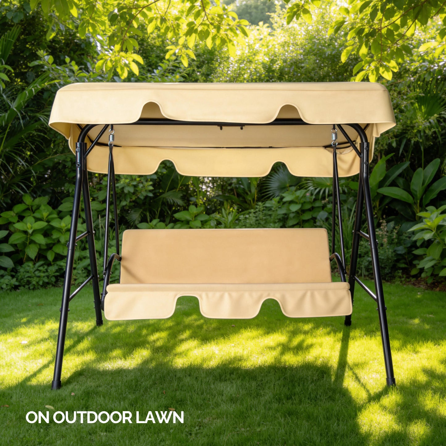 3-Person Outdoor Patio Swing Chair Set with Canopy & Cushions