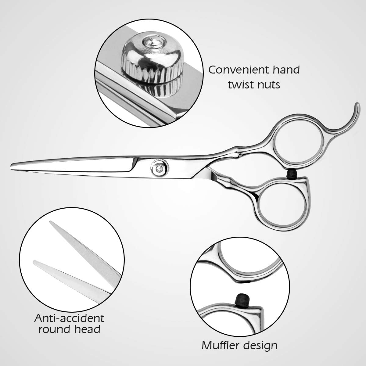 Professional Hair Cutting Scissors Kit - 6-Inch Stainless Steel Shears