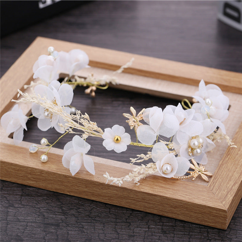Wedding Hair Accessory with Dried Baby's Breath Floral Headband for Bride