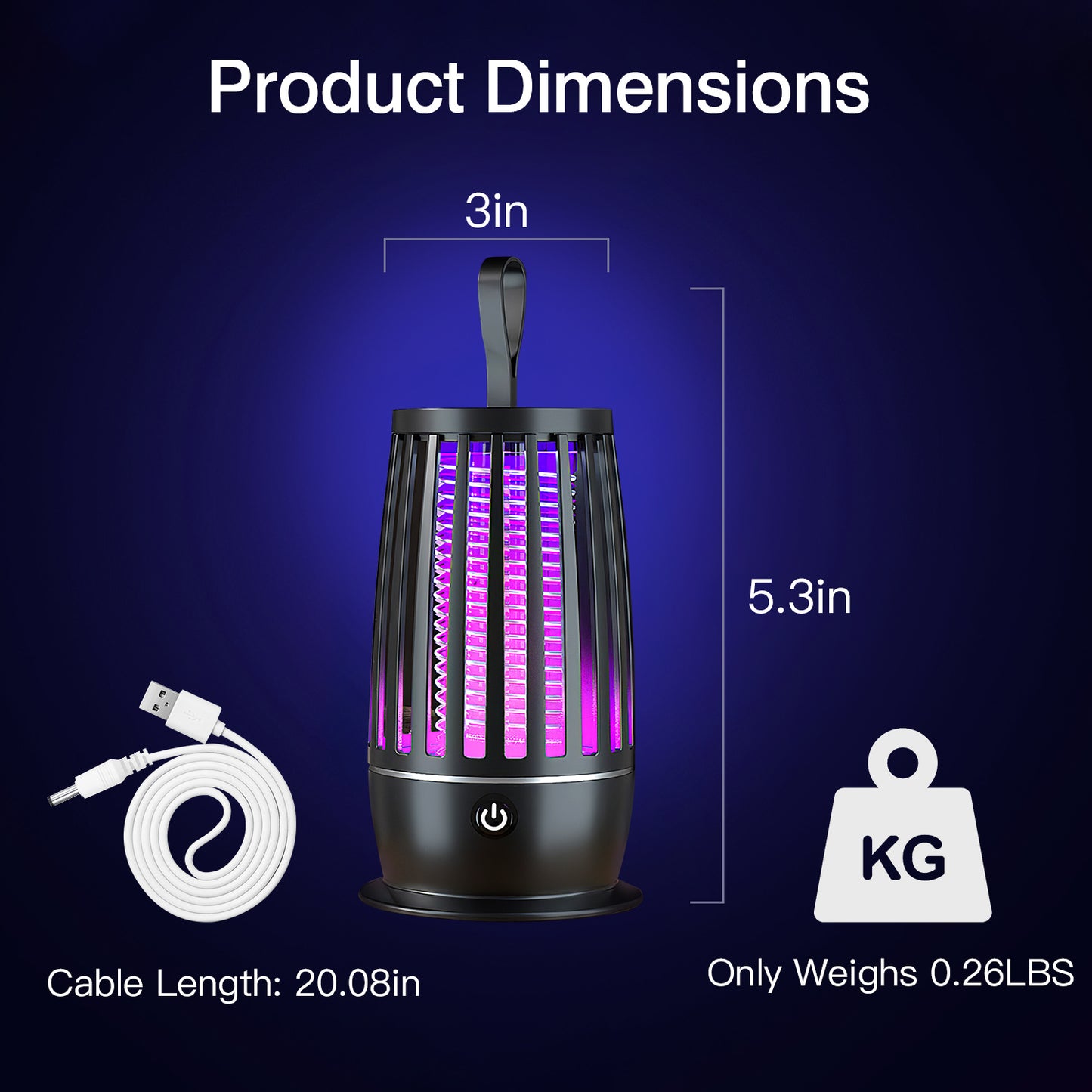Rechargeable Mosquito Killer Lamp with Night Light and UV Trap for Indoor Outdoor Use