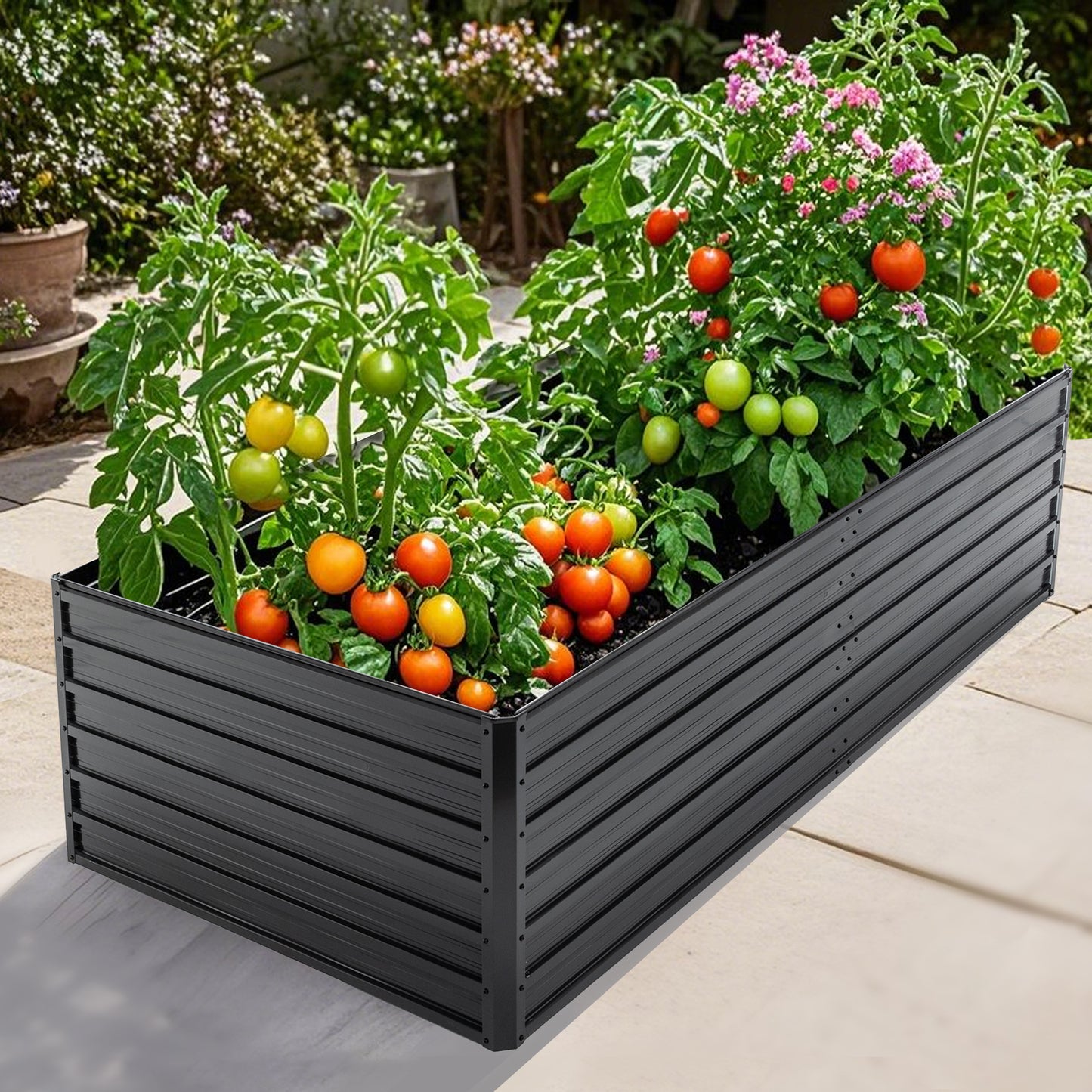 Metal Raised Garden Bed Outdoor 7.2x3.6x2 FT Galvanized Kit,Vegetable