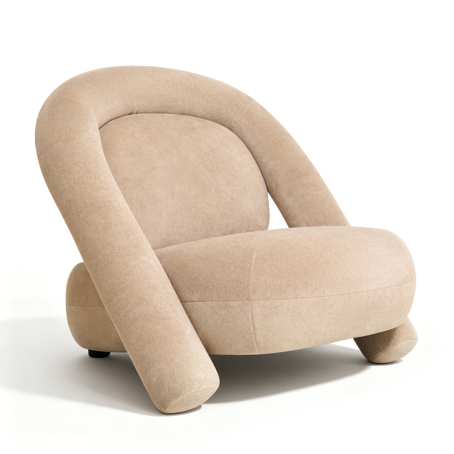 32-Inch Velvet Accent Lounge Chair - Dark Beige