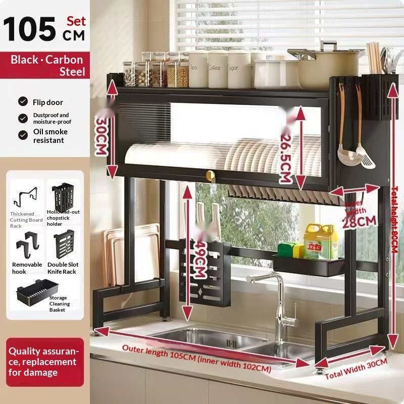 Kitchen Countertop Cabinet Shelf - Modern Steel Storage Organizer