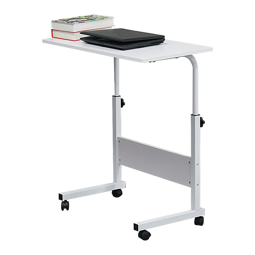 80cm Adjustable Tray Table Rolling Sofa Side Snack With Wheels