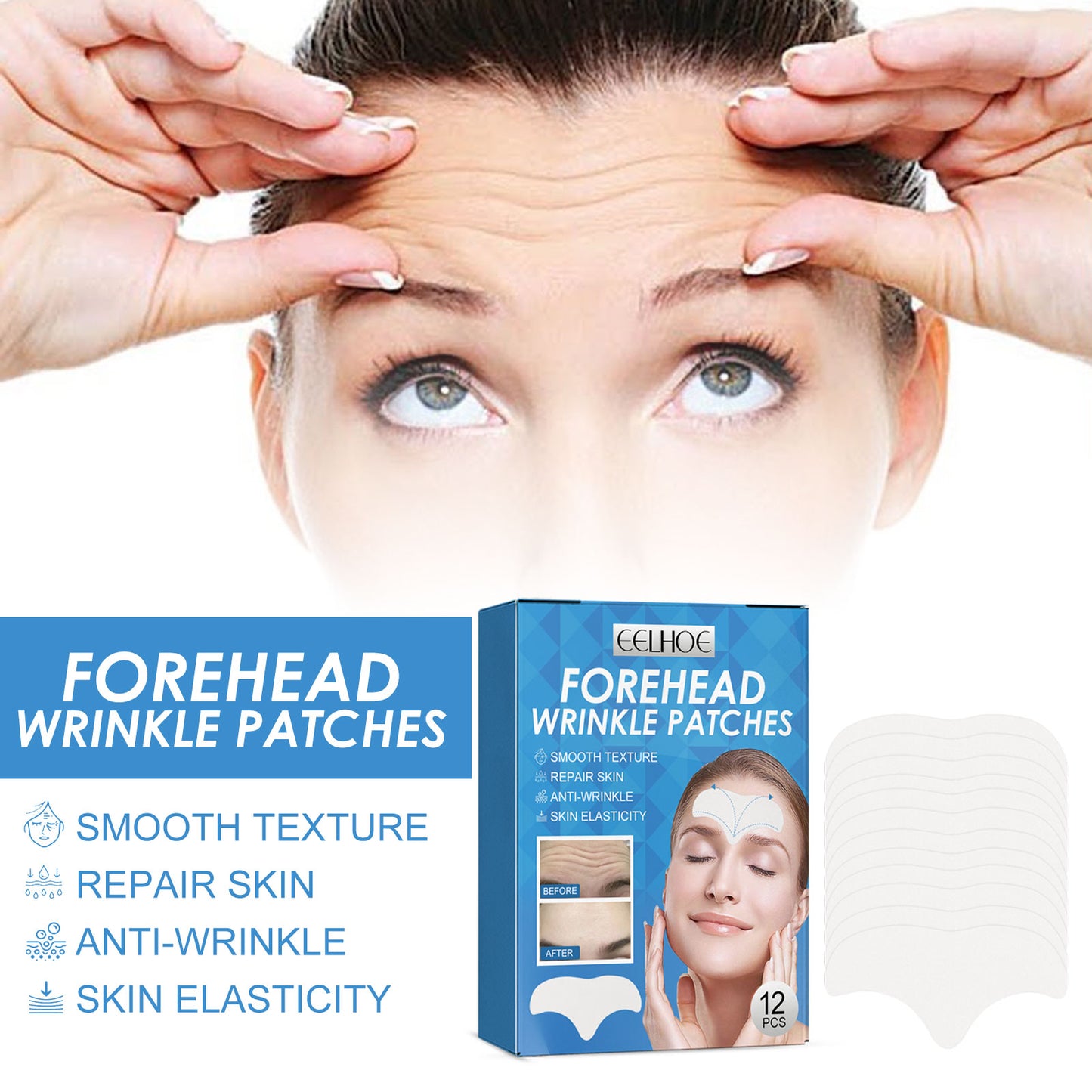 Forehead Wrinkle Smoothing Patch with Collagen, Aloe Vera & Glycerin