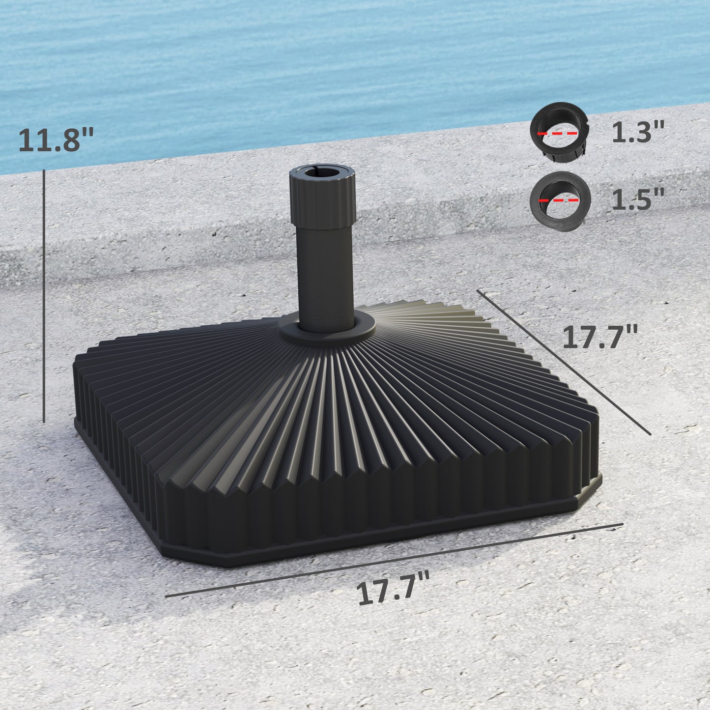 Square Patio Umbrella Base - Heavy Duty Outdoor Stand, 42 lbs