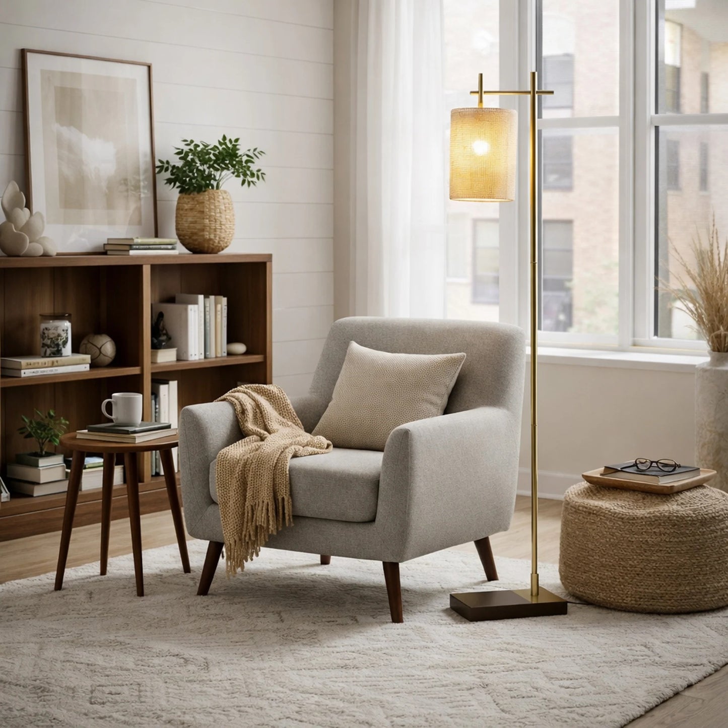 Tall Corner Floor Lamp, Standing Light For Living Room, Bedroom &