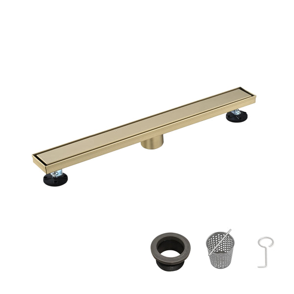 24 Inch Stainless Steel Shower Drain with 2-in-1 Flat & Tile Insert Cover, Hair Strainer
