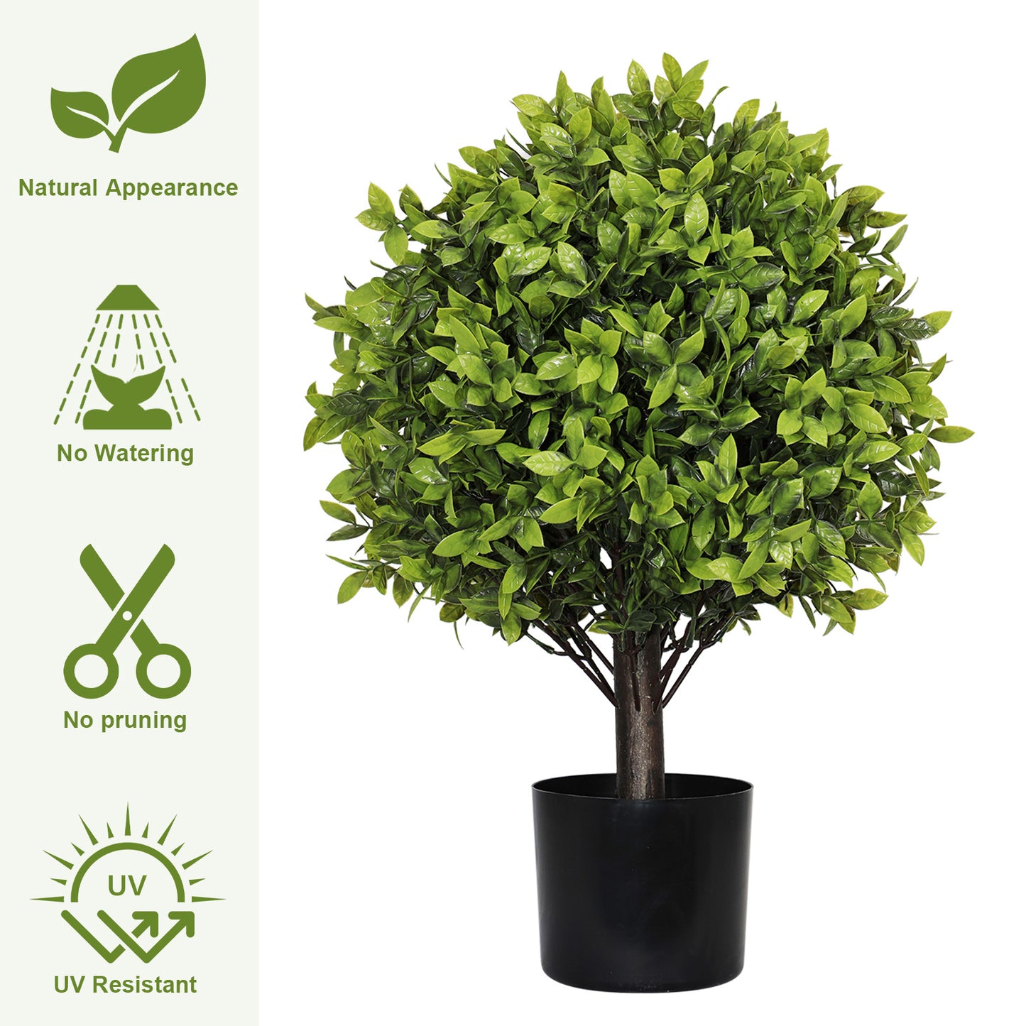 22-Inch Artificial Boxwood Topiary Ball Trees - 2 Pack