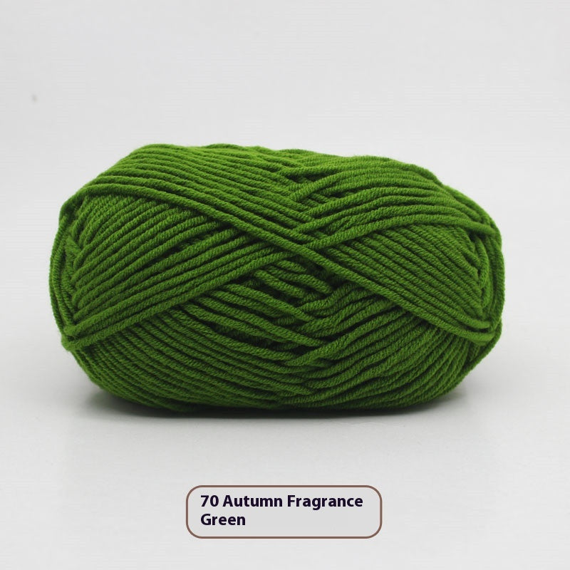 Four-Strand Milk Cotton Crochet Yarn Balls for Craft Projects - Multiple Colors