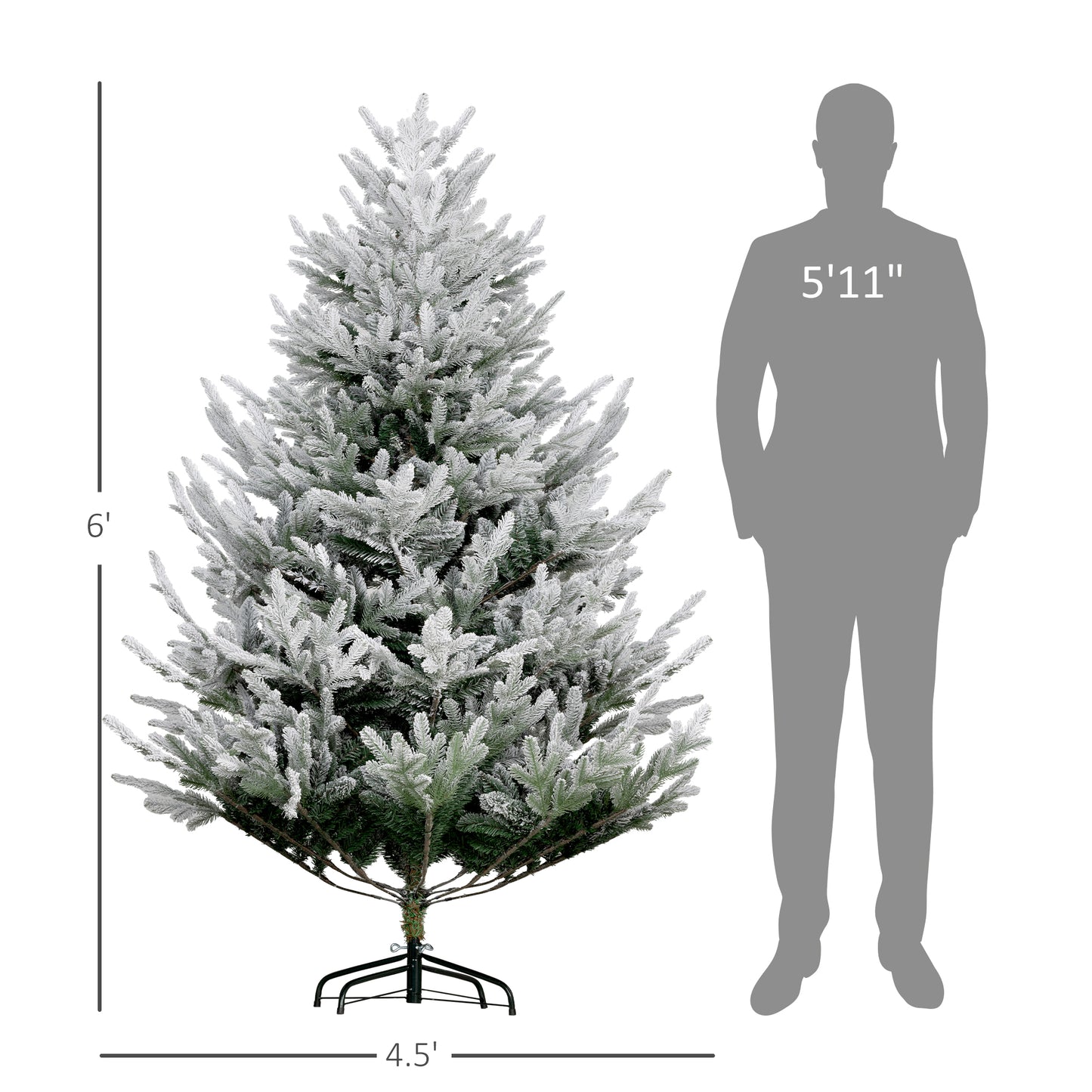 6 FT Flocked Artificial Christmas Tree with 795 Tips - Green
