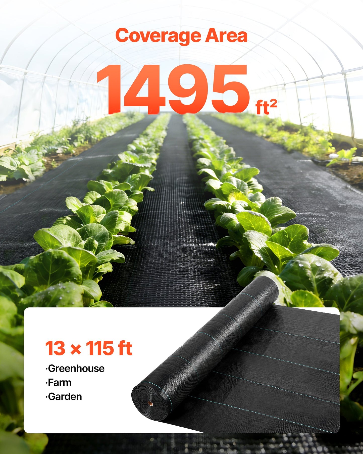 Heavy Duty Weed Barrier Fabric 13x115 FT Garden Ground Cover Black