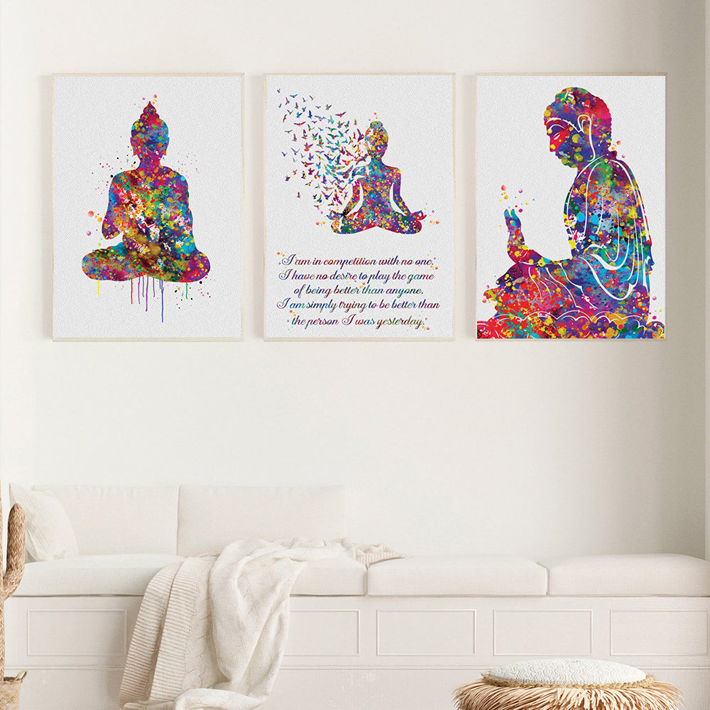 Meditation Canvas Wall Art - Abstract Buddha Home Decor, Frameless