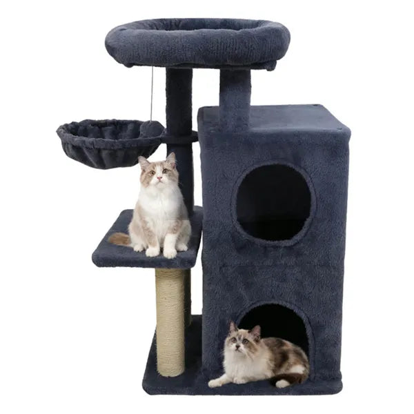 Dark Gray 33.5-Inch Multi-Level Cat Tree with Condo & Sisal Scratching Posts