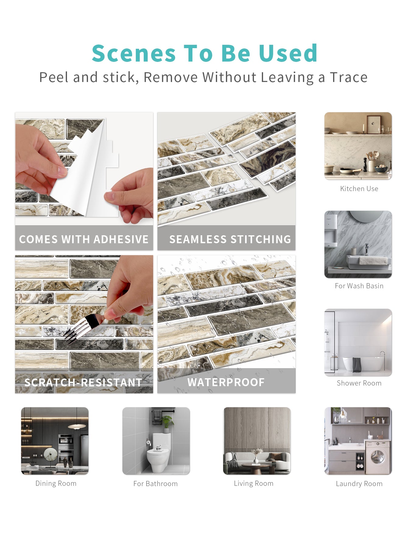 Peel and Stick Imitation Marble Pattern Wallpaper - Taupe
