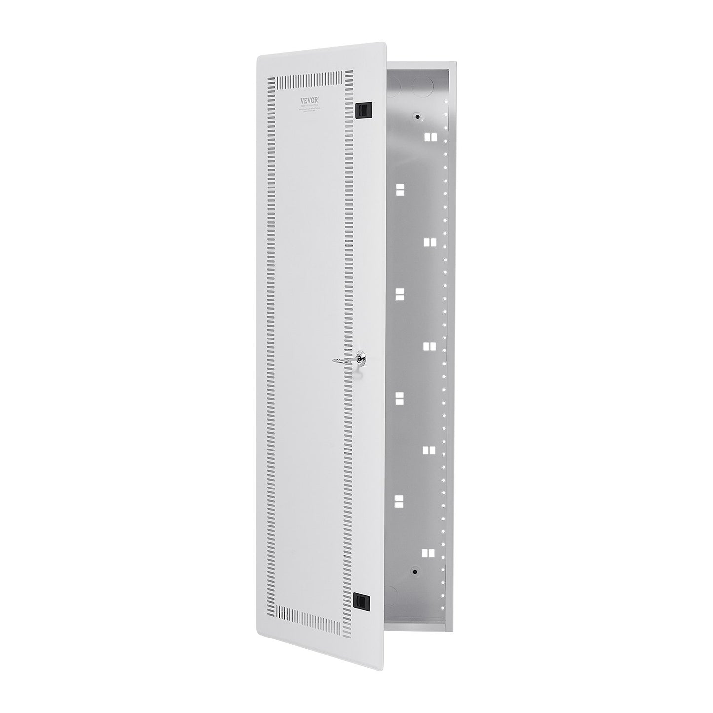 42-Inch Wall-Mount Media Enclosure with Vented Hinged Door and Cable Management - White