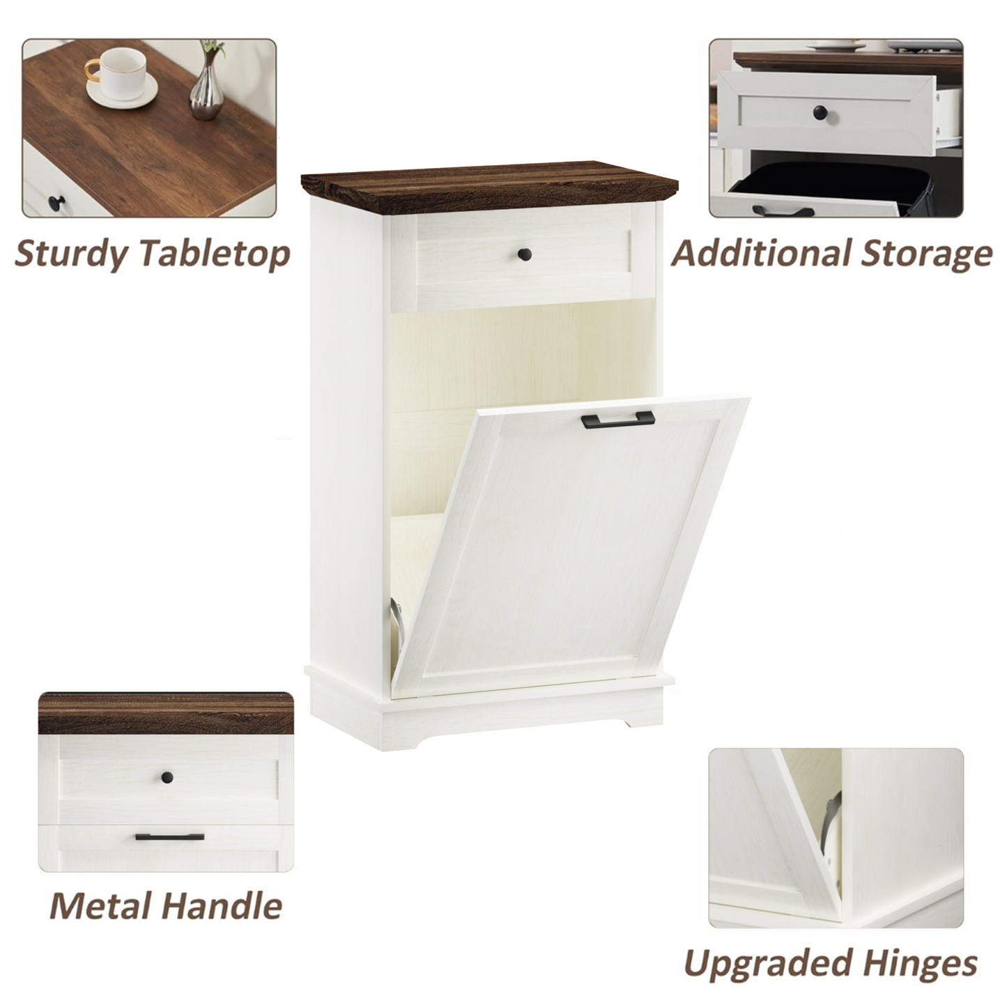 10 Gallon Tilt-Out Trash Cabinet - Antique White
