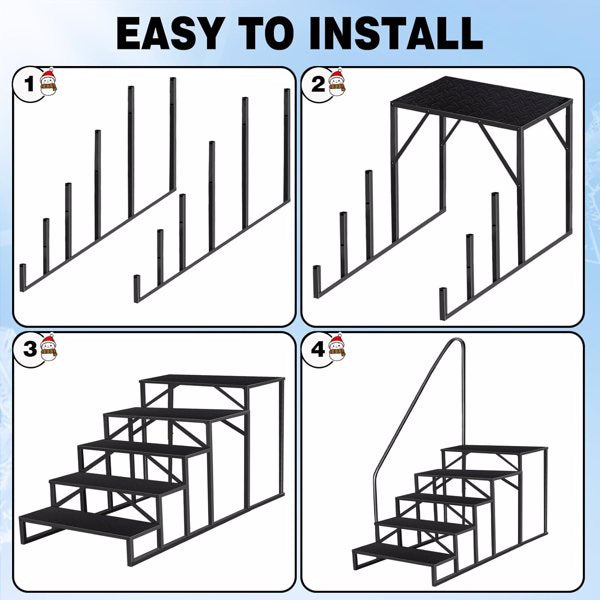 Heavy-Duty Pool Ladder with Handrail - 660Lb Capacity, Anti-Slip Steps, Above-Ground Pool Access
