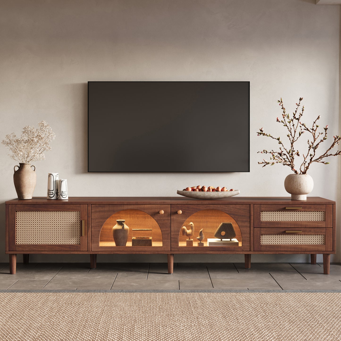 86 Inch TV Stand For TVs Up To 90 , Entertainment Center With App