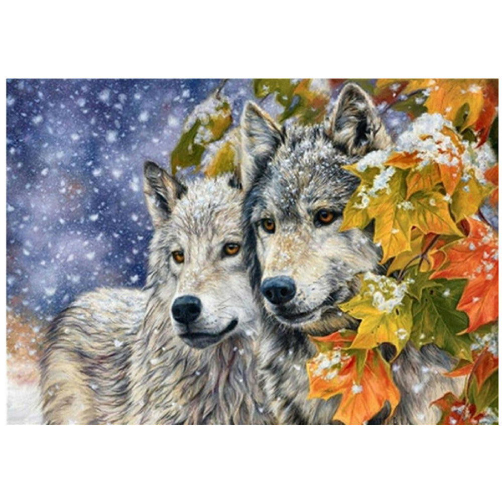 Diamond Painting Animal Fox Leaf Mosaic Kit - Round & Multi-Size Options