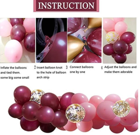 Pink Latex Balloons with Balloon Chain Set for Party Decoration