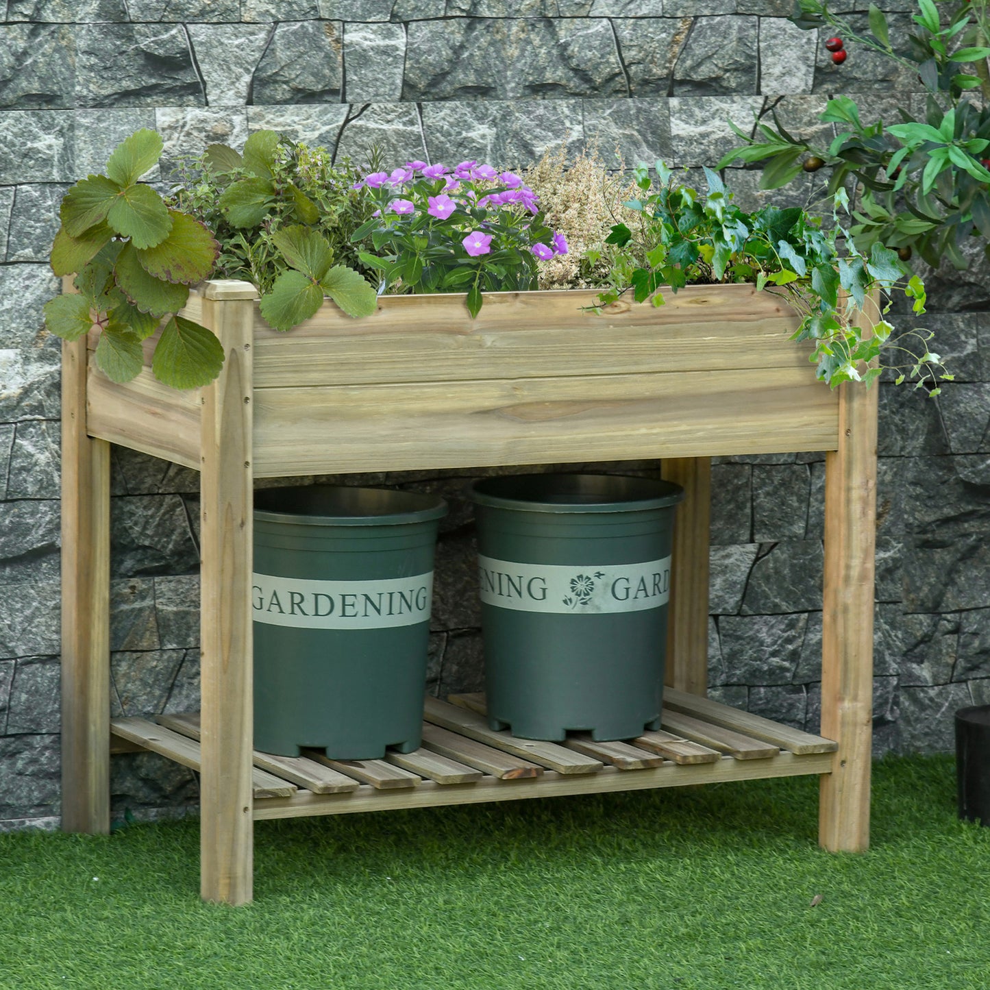 Raised Garden Bed with Legs and Storage Shelf - 36x20x30 Inches