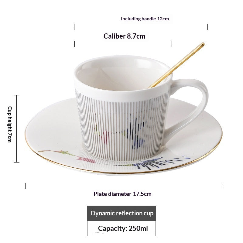 Dynamic Reflection Ceramic Coffee Cup - Elegant 240ml Home & Barware
