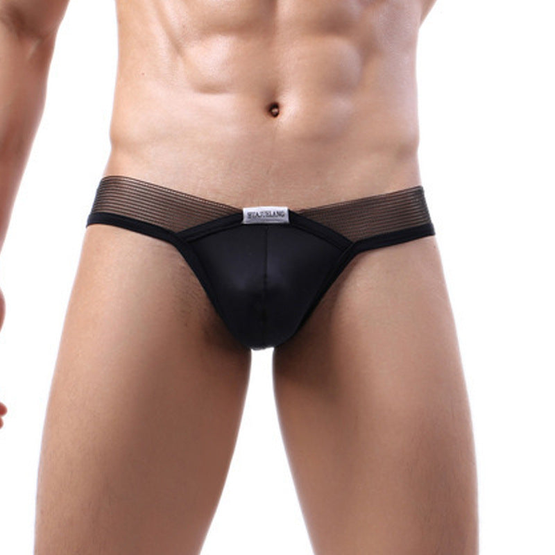 Men's Ice Silk Briefs with Mesh Edge - Comfortable Low Waist Underwear