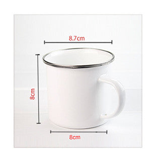 Stainless Steel Enamel Mug with Edge Coating 375ML White Kitchen Drinkware