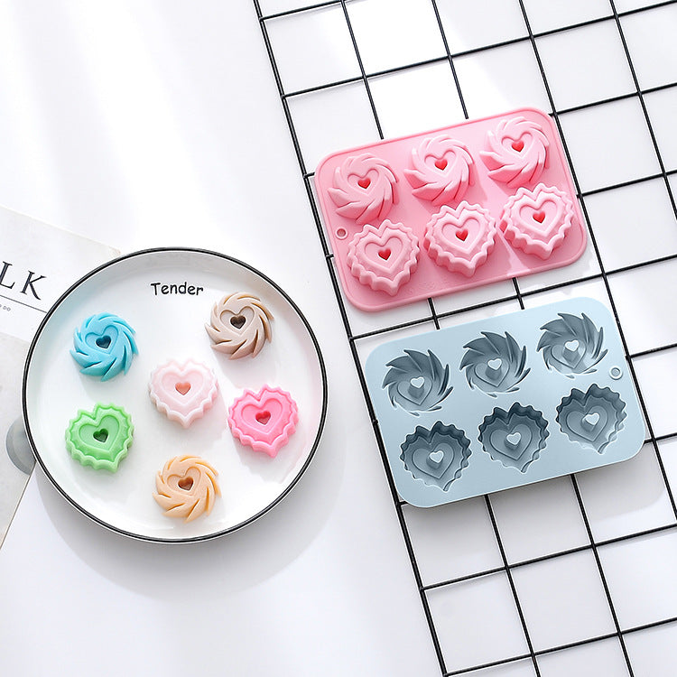 6-Piece Spiral Cake Mold Donut Set Silicone Baking Mold Kitchen Decor