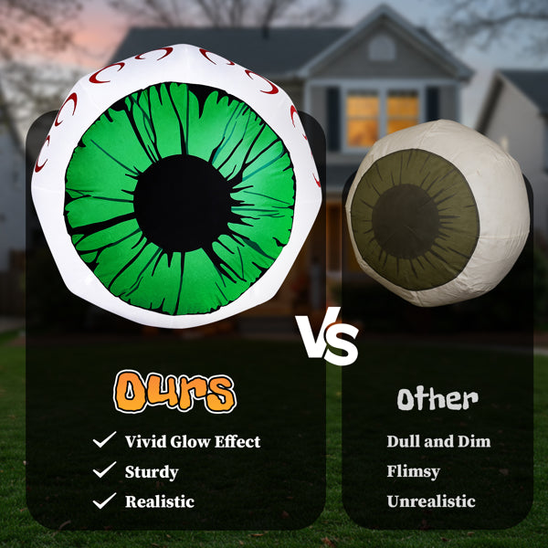 2PCS 3FT Light-Up Green Eyeball Halloween Inflatables