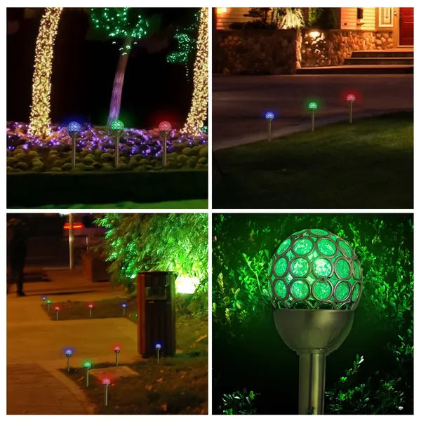 3 Pcs Solar RGB Garden Lights - Waterproof Stainless Steel Outdoor Decor