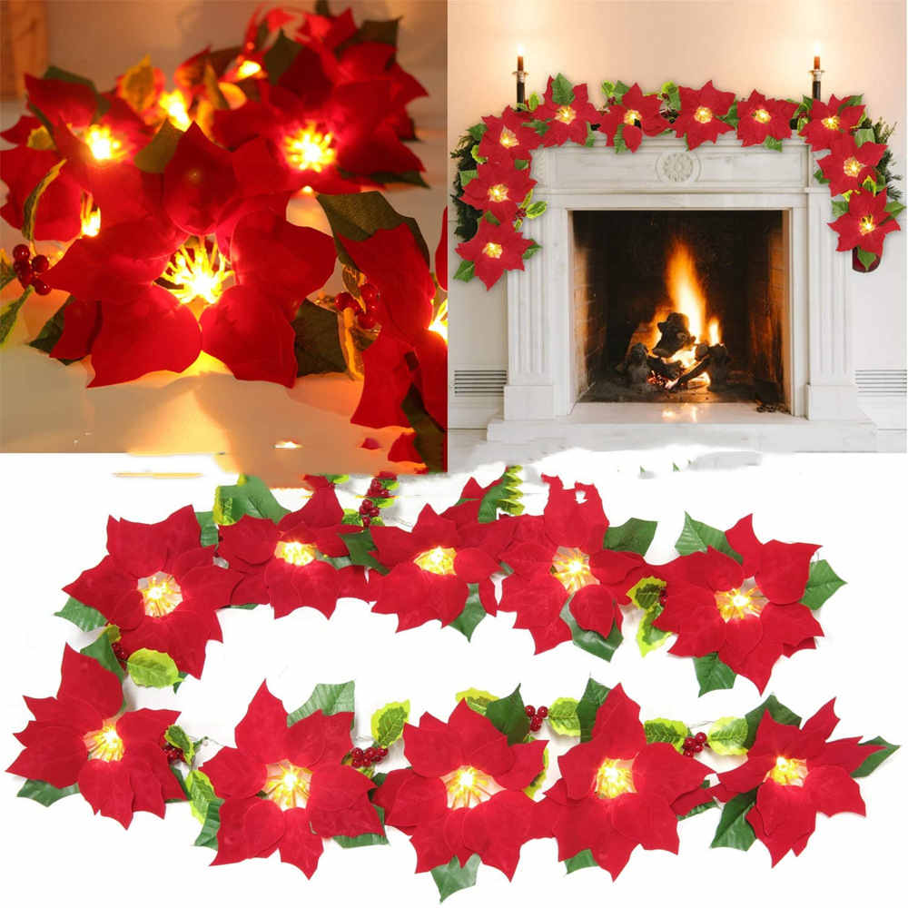 Red Flower String Lights for Door Frame Escalator Decoration 2M 10LED