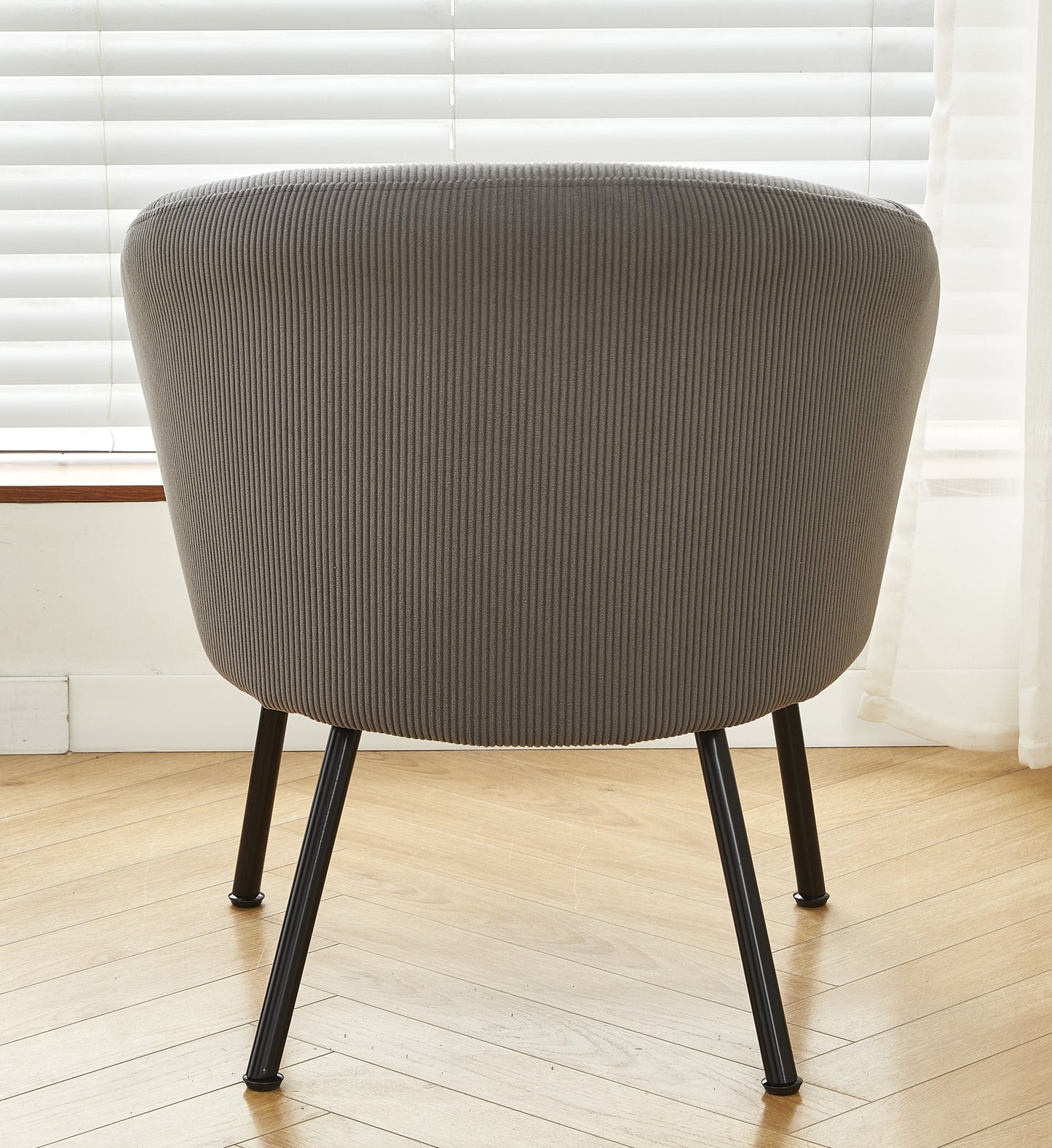 Corduroy Accent Chair With Black Metal Legs, Modern Upholstered