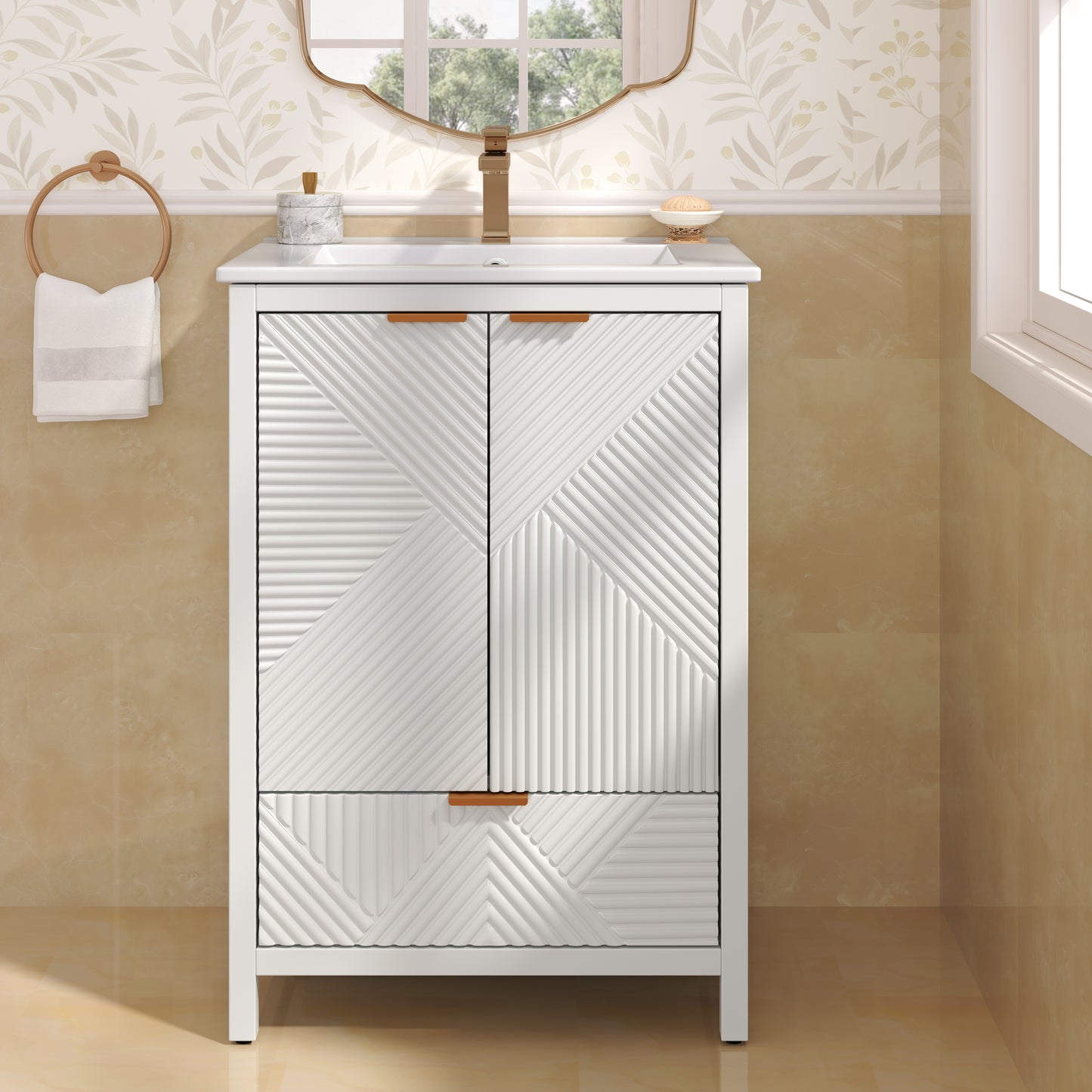 24-Inch Modern Bathroom Vanity with Sink Combo - White