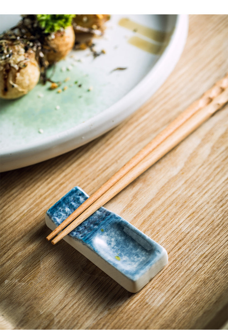 Ceramic Dual-Use Chopstick Rest with Spoon Holder - Porcelain Kitchen Accessory