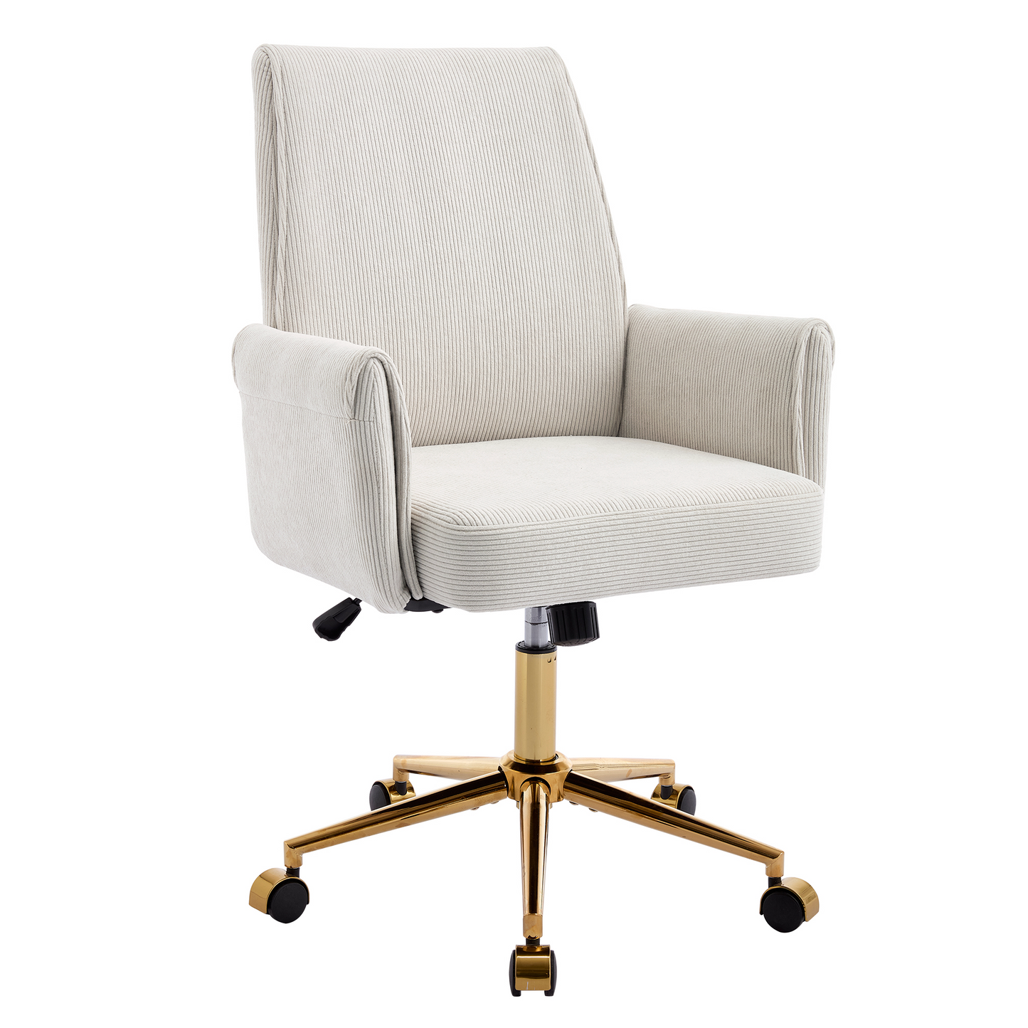 Ergonomic Mid-Back Office Chair with Striped Fabric - White