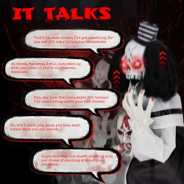 1.8ft Sound-Activated Scary Clown Halloween Decoration
